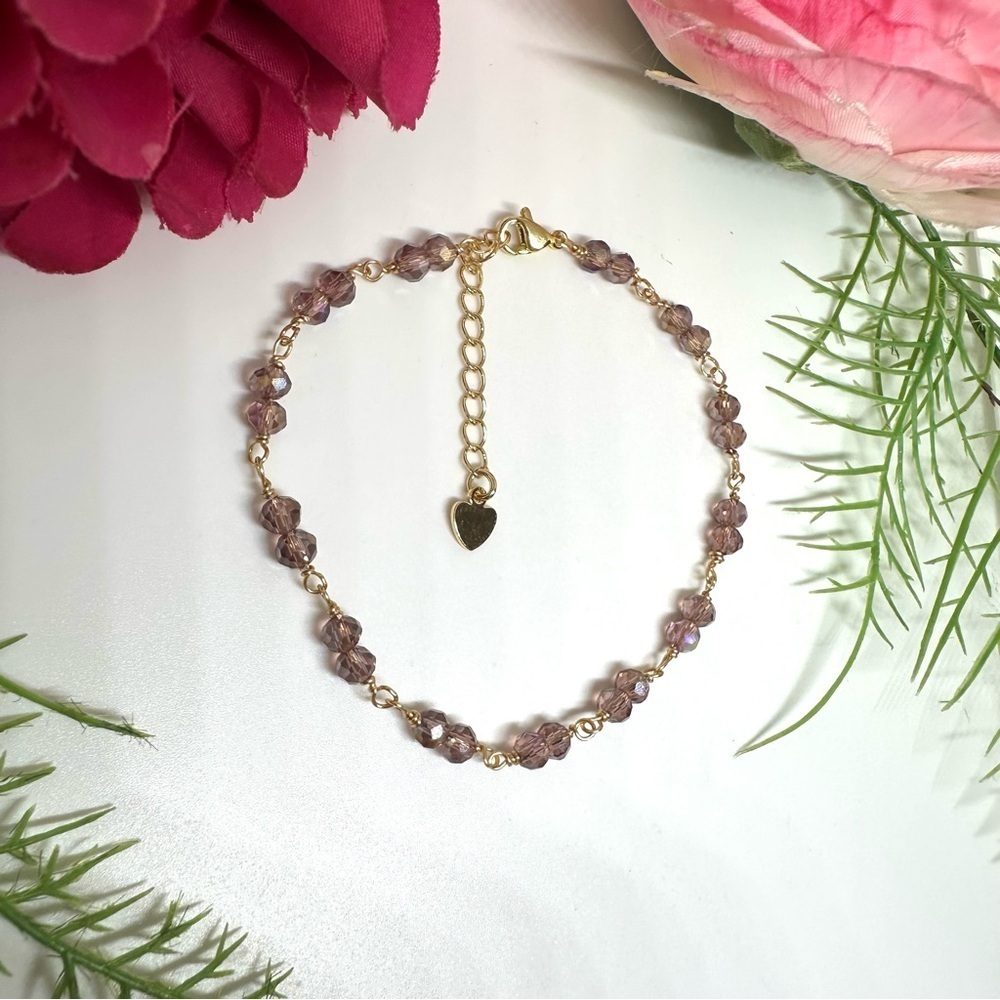 NEW⚜️Mauve Crystal Hand Wired Bracelet - Picture 3 of 6